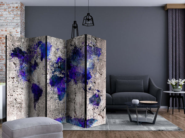 Paravento-World-Map:-Ink-Blots-II-[Room-Dividers]