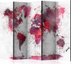Paravento-World-Map:-Red-Watercolors-II-[Room-Dividers]
