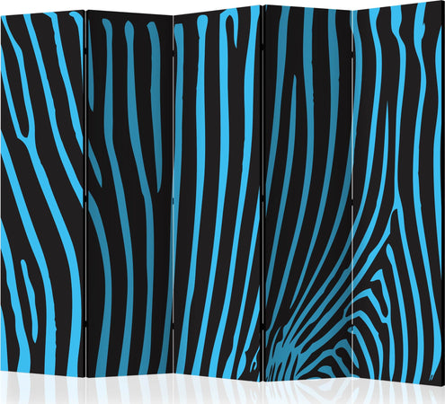 Paravento-Zebra-pattern-(turquoise)-II-[Room-Dividers]
