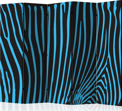 Paravento-Zebra-pattern-(turquoise)-II-[Room-Dividers]