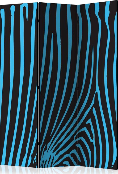 Paravento-Zebra-pattern-(turquoise)-[Room-Dividers]