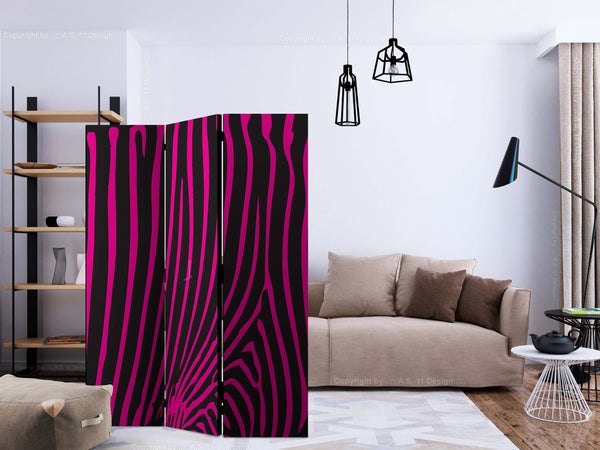 Paravento-Zebra-pattern-(violet)-[Room-Dividers]