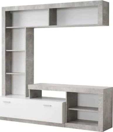 Parete attrezzata per soggiorno porta TV con ripiani ed ante Bianco e cemento 170 cm Casa e cucina/Arredamento/Soggiorno/Pareti attrezzate Decor Space - Altamura, Commerciovirtuoso.it