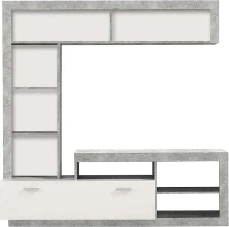 Parete attrezzata per soggiorno porta TV con ripiani ed ante Bianco e cemento 170 cm Casa e cucina/Arredamento/Soggiorno/Pareti attrezzate Decor Space - Altamura, Commerciovirtuoso.it