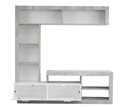Parete attrezzata per soggiorno porta TV con ripiani ed ante Bianco e cemento 170 cm Casa e cucina/Arredamento/Soggiorno/Pareti attrezzate Decor Space - Altamura, Commerciovirtuoso.it