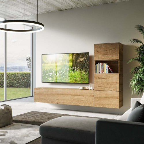 Parete attrezzata per soggiorno porta TV con ripiani per arredamento camere ed interni 236 cm Casa e cucina/Arredamento/Soggiorno/Pareti attrezzate Decor Space - Altamura, Commerciovirtuoso.it