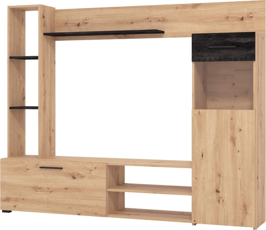 parete-attrezzata-tv-da-soggiorno-cucina-per-salotto-moderna-mobili-tv-rovere-quercia-e-cassetto-carbone-T2239,21S