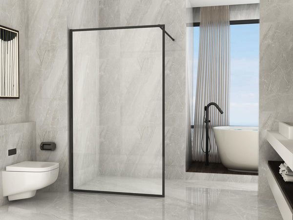 Parete Doccia Walk In H195cm 8mm Framed Profili Neri