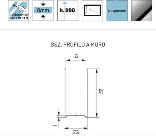 Parete-Doccia-Walkin-Anticalcare-8mm-Profilo-Cromo-H200-GARDENIA