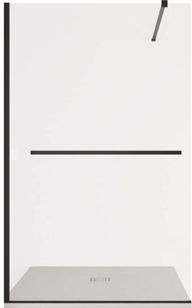 Parete-Doccia-Walkin-Trasparente-Anticalcare-profili-neri-e-porta-salviette-8mm-H195-Noire
