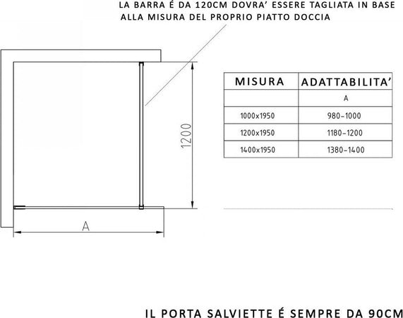 Parete-Doccia-Walkin-Trasparente-Anticalcare-profili-neri-e-porta-salviette-8mm-H195-Noire