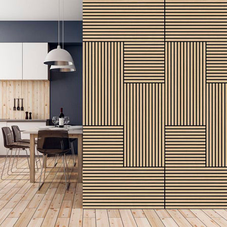 JANGAL Parete acustica a pannelli Modulabile LAMELLI 52x52cm rivestiti vero ROVERE mod. FANAL OAK Eternal Parquet