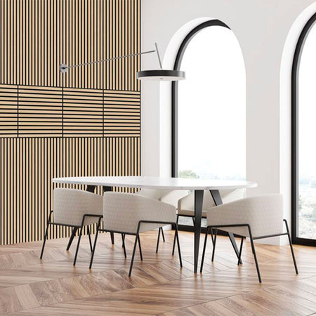 JANGAL Parete acustica a pannelli Modulabile LAMELLI 52x52cm rivestiti vero ROVERE mod. FANAL OAK Eternal Parquet