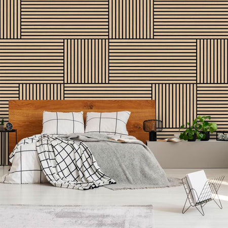 JANGAL Parete acustica a pannelli Modulabile LAMELLI 52x52cm rivestiti vero ROVERE mod. FANAL OAK Eternal Parquet