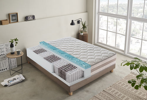 Materasso 800 molle e Memory Foam - 9 zone differenziate - sfoderabile - alto 25 cm