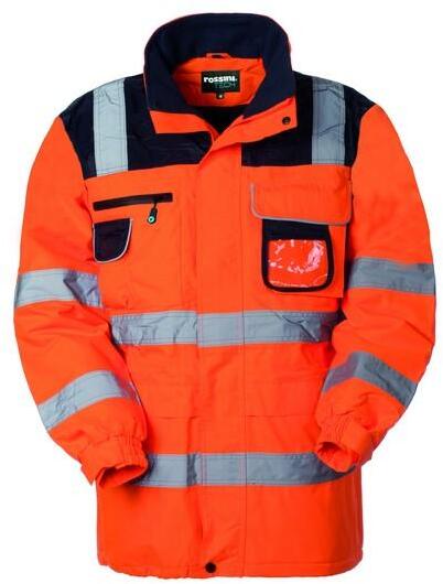Parka Lindos Hi-Vis Arancio/Blu Giaccone Imbottito da Lavoro Alta Visibilità da Cantiere Asfaltatore Lavori Stradali