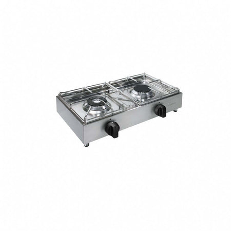 Parker Cucina Fornello professionale industriale 2 fuochi acciaio inox 18/10 gas universale valvola di sicurezza Made in Italy