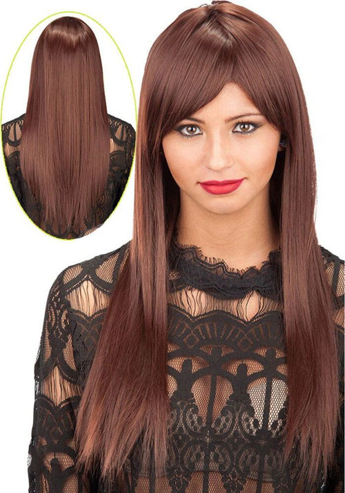 Parrucca Castana Liscia Lunga con Frangia da Travestimento Cosplay Halloween Carnevale Giochi e giocattoli/Giochi d'imitazione e accessori di travestimento/Accessori per travestimento/Parrucche e parrucchini Kondorama - Martinsicuro, Commerciovirtuoso.it