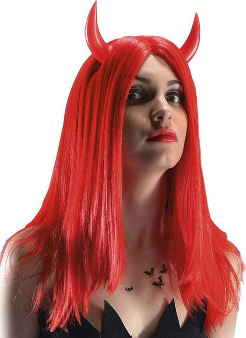 Parrucca diavolessa rossa con Corna da Diavolo per travestimento Moda/Abbigliamento specifico/Costumi e accessori/Accessori/Adulti/Parrucche e parrucchini Kondorama - Martinsicuro, Commerciovirtuoso.it