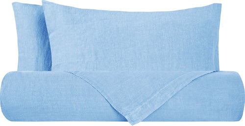 Parure copripiumino in puro lino stone washed  AZZURRO Casa e cucina/Tessili per la casa/Biancheria da letto/Copripiumini e set da letto/Set copripiumini e federe Vanita di raso - Sesto San Giovanni, Commerciovirtuoso.it