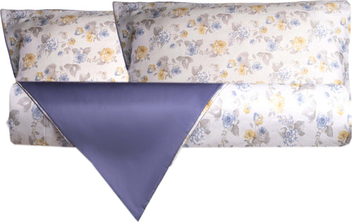 Parure Copripiumino In Raso Di Puro Cotone Romance Azzurro / Blu Completo Letto Fantasia Fiori Made in Italy 100% Raso Casa e cucina/Tessili per la casa/Biancheria da letto/Copripiumini e set da letto/Set copripiumini e federe Vanita di raso - Sesto San Giovanni, Commerciovirtuoso.it