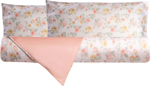 Parure Copripiumino In Raso Di Puro Cotone Romance Pesca / Rosa Completo Letto Fantasia Fiori Made in Italy 100% Raso Casa e cucina/Tessili per la casa/Biancheria da letto/Copripiumini e set da letto/Set copripiumini e federe Vanita di raso - Sesto San Giovanni, Commerciovirtuoso.it