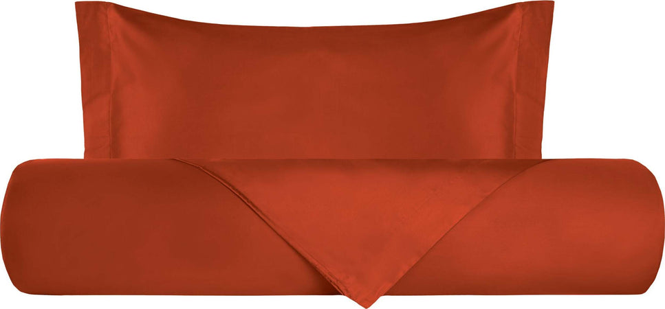 Parure Copripiumino in Raso di puro cotone Ruggine Casa e cucina/Tessili per la casa/Biancheria da letto/Copripiumini e set da letto/Set copripiumini e federe Vanita di raso - Sesto San Giovanni, Commerciovirtuoso.it