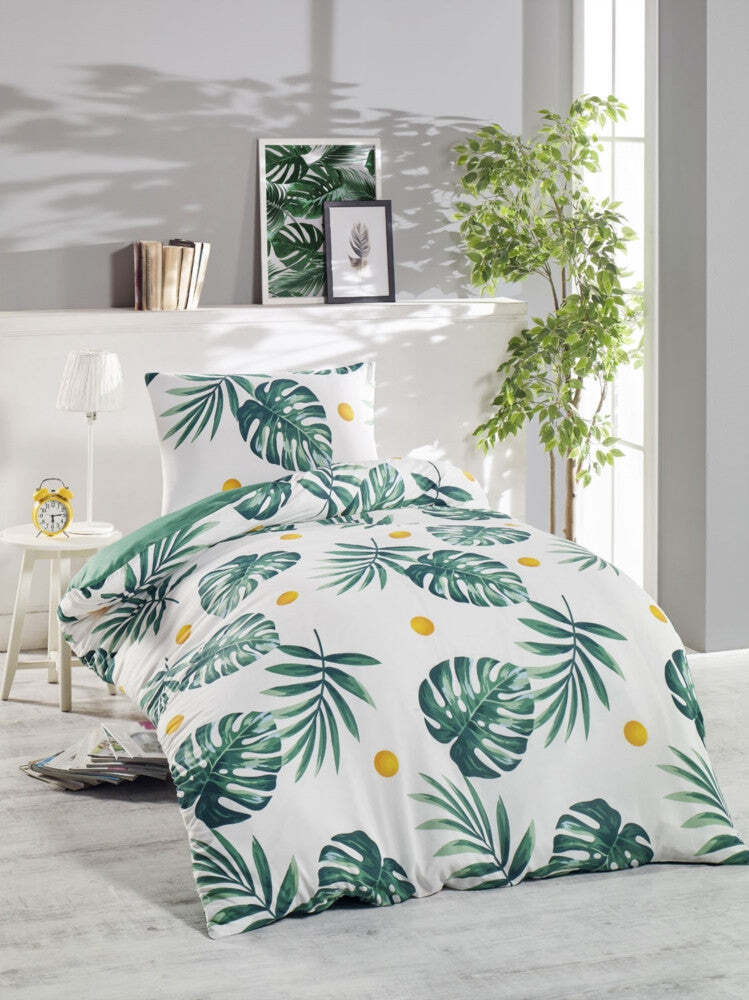 PARURE COPRIPIUMINO SINGOLO IN MISTO COTONE MONSTERA GREEN Cotton