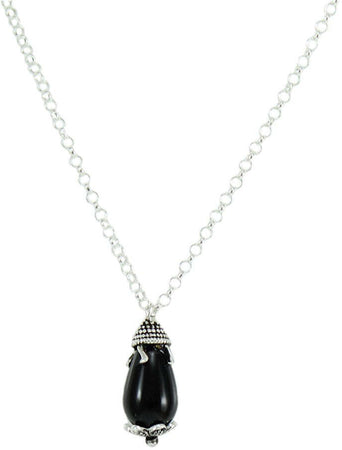 Parure donna collana e orecchini in argento su coccu con pietra onice a goccia