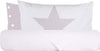 Parure-letto-lenzuola-Cotone-Tinta-Unita-Bianco-e-Federe-Bifaccia-100%-cotone-made-in-Italy-Stelle-Rosa