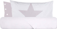 Parure-letto-lenzuola-Cotone-Tinta-Unita-Bianco-e-Federe-Bifaccia-100%-cotone-made-in-Italy-Stelle-Rosa