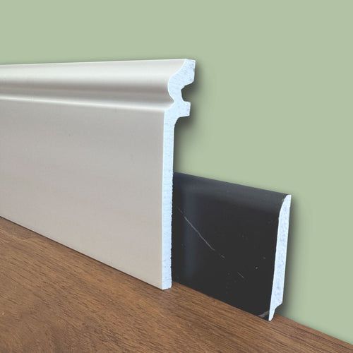 Battiscopa COPRIMARMO DUCALE in POLIMERI linea BASICBOARD  138x22mm - BIANCO pitturabile (prezzo al metro)