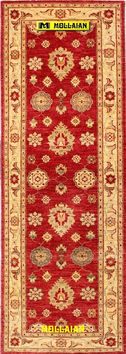 Passatoia-Soltanabad-Extra-Gold-230x79cm-Tappeto-Runner-Oro-E-Rosso-Brillante-Disegni-Geometrici-Floreali