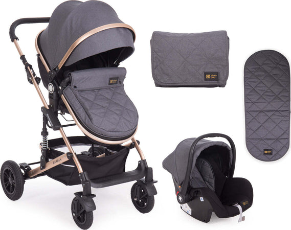 Passeggino 3 in 1 Amaia Nero (Grigio Scuro) Prima infanzia/Passeggini carrozzine e accessori/Passeggini e carrozzine/Sistemi modulari La Casa Del Bebè - Napoli, Commerciovirtuoso.it