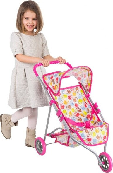 Passeggino-Carrozzina-Bambole-Giocattolo-Bambini-Pieghevole-Cappottina-E-3-Ruote