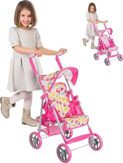 Passeggino-Carrozzina-Bambole-Giocattolo-Bambini-Pieghevole-Con-Cappottina