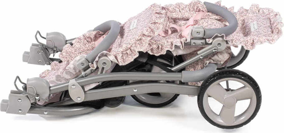 Passeggino-Gemellare-per-Bambole-Pasito-A-Pasito-Lili-Grey/Pink-Flower