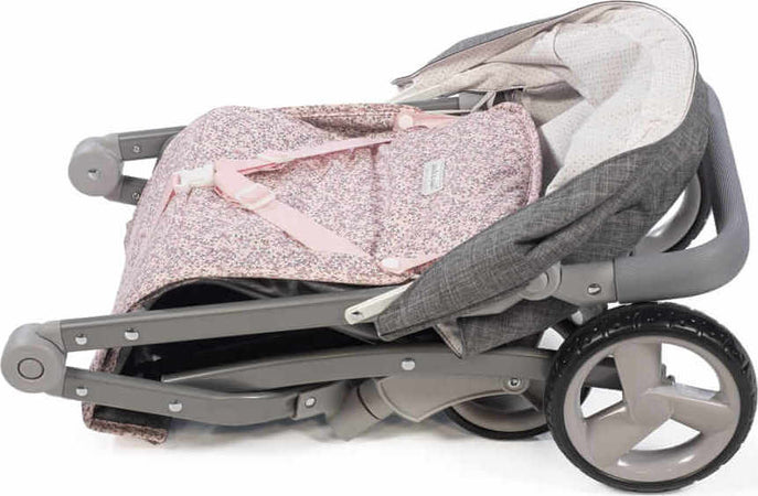 Passeggino-Grande-per-Bambole-Pasito-A-Pasito-Lili-Grey/Pink-Flower