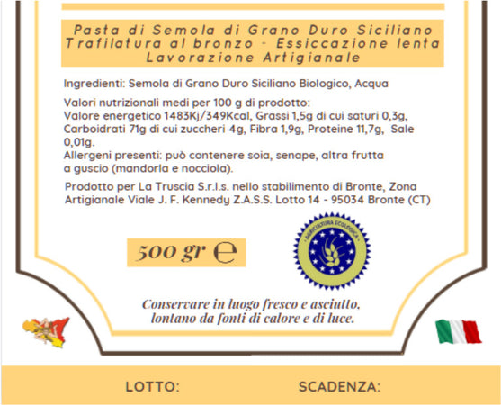 Pasta di Semola di Grano Duro Biologico Siciliano - Fusilli