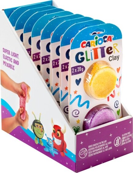 Pasta Model Light Glitter - 20gr - colori assortiti - Carioca - expo 8 blister da 2 pezzi Giochi e giocattoli/Attività creative/Accessori per disegnare e colorare/Pittura/Colori a tempera Eurocartuccia - Pavullo, Commerciovirtuoso.it