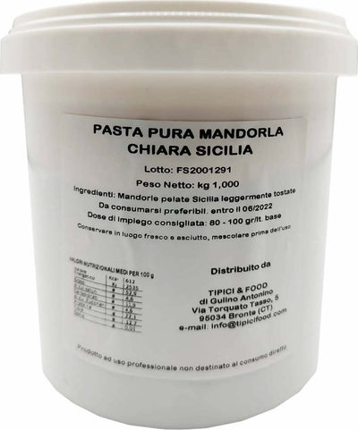 Pasta Pura di Mandorla Chiara Siciliana 100% Produzione Italiana Produzione Artigianale Ideale per Dolci Pasta Pura Tipici & Food - Bronte, Commerciovirtuoso.it