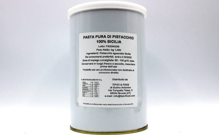 Pasta pura di Pistacchio 100% Sicilia ideale per dolci e gelati - barattolo 1kg Pasta pura di pistacchio Tipici & Food - Bronte, Commerciovirtuoso.it