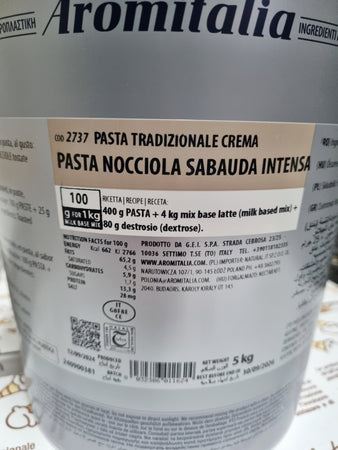 Pasta di Nocciola Sabauda Intensa – Aromitalia – 5 kg | Gusto Deciso e Tostato