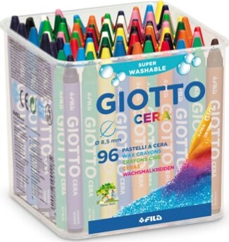 Pastelli cera - lunghezza 90mm con D 8 50mm - colori assortiti - Giotto - barattolo 96 colori Giochi e giocattoli/Attività creative/Accessori per disegnare e colorare/Pastelli Eurocartuccia - Pavullo, Commerciovirtuoso.it