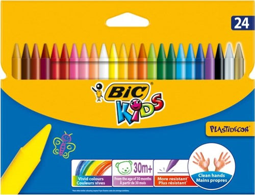 Pastelli colorati Plastidecor - plastica - colori assortiti - Bic - astuccio 24 colori Giochi e giocattoli/Attività creative/Accessori per disegnare e colorare/Pennelli Eurocartuccia - Pavullo, Commerciovirtuoso.it