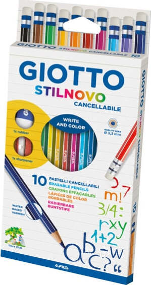 Pastelli colorati Stilnovo - diametro mina 3 3 mm - cancellabile con gomma - colori assortiti - Giotto - astuccio 10 pezzi Giochi e giocattoli/Attività creative/Accessori per disegnare e colorare/Pennelli Eurocartuccia - Pavullo, Commerciovirtuoso.it