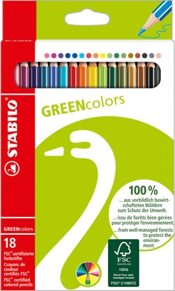 Pastelli GreenColors - diametro mina 2 5 mm - Stabilo - astuccio 18 pezzi Giochi e giocattoli/Attività creative/Accessori per disegnare e colorare/Pennelli Eurocartuccia - Pavullo, Commerciovirtuoso.it