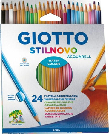 Pastelli Stilnovo Acquarell - diametro mina 3 3 mm - Giotto - astuccio 24 pezzi Giochi e giocattoli/Attività creative/Accessori per disegnare e colorare/Pennelli Eurocartuccia - Pavullo, Commerciovirtuoso.it