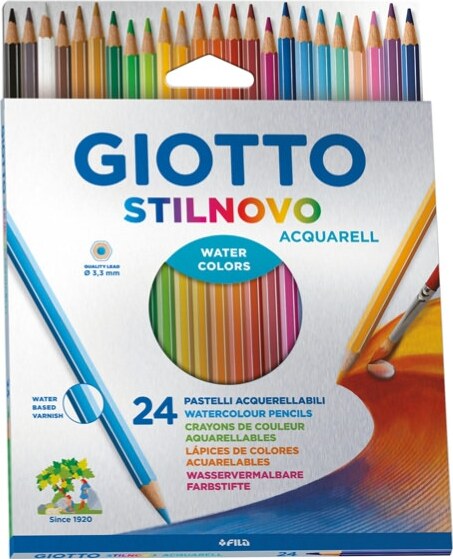 Pastelli Stilnovo Acquarell - diametro mina 3 3 mm - Giotto - astuccio 24 pezzi Giochi e giocattoli/Attività creative/Accessori per disegnare e colorare/Pennelli Eurocartuccia - Pavullo, Commerciovirtuoso.it