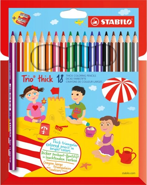 Pastelli Trio Thick - diametro mina 4 2 mm - con temperino - colori assortiti - Stabilo - conf. 18 pezzi Giochi e giocattoli/Attività creative/Accessori per disegnare e colorare/Pennelli Eurocartuccia - Pavullo, Commerciovirtuoso.it